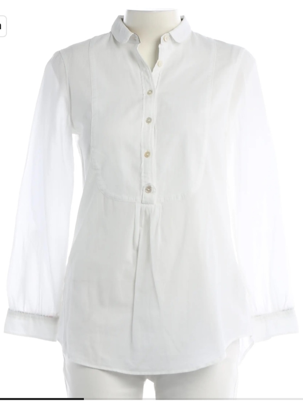 Burberry White Button-Front Long-Sleeve Blouse